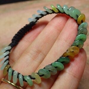 Certified 3 Color Natural A JADE Jadeite Bead Beads Bangle Circle Bracelet 翡翠手链